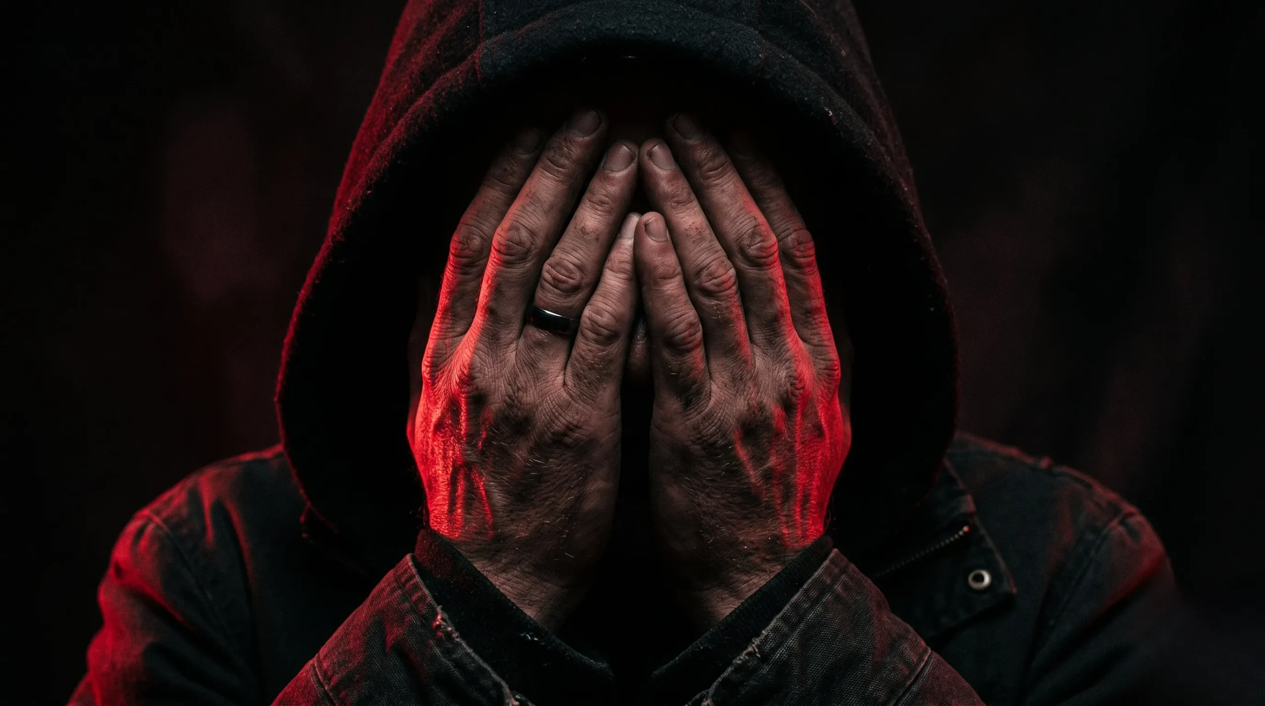 Détail des mains devant le visage exprimant une tension émotionnelle Personnalité borderline