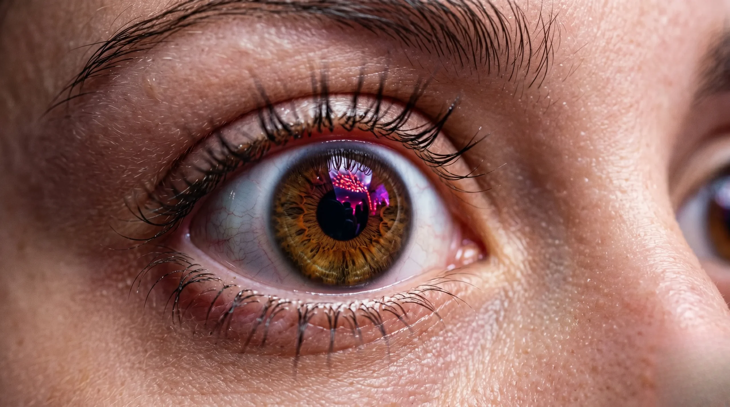 Gros plan macro sur un regard captivant l'instant du coup de foudre