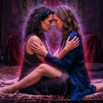 Sexe tantrique : le secret de l'extase 1 Couple pratiquant le tantrisme dans une pose sacrée sous néons