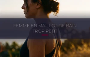 Gros plan sur une silhouette audacieuse en maillot de bain sous une lumière rasante de fin de journée
