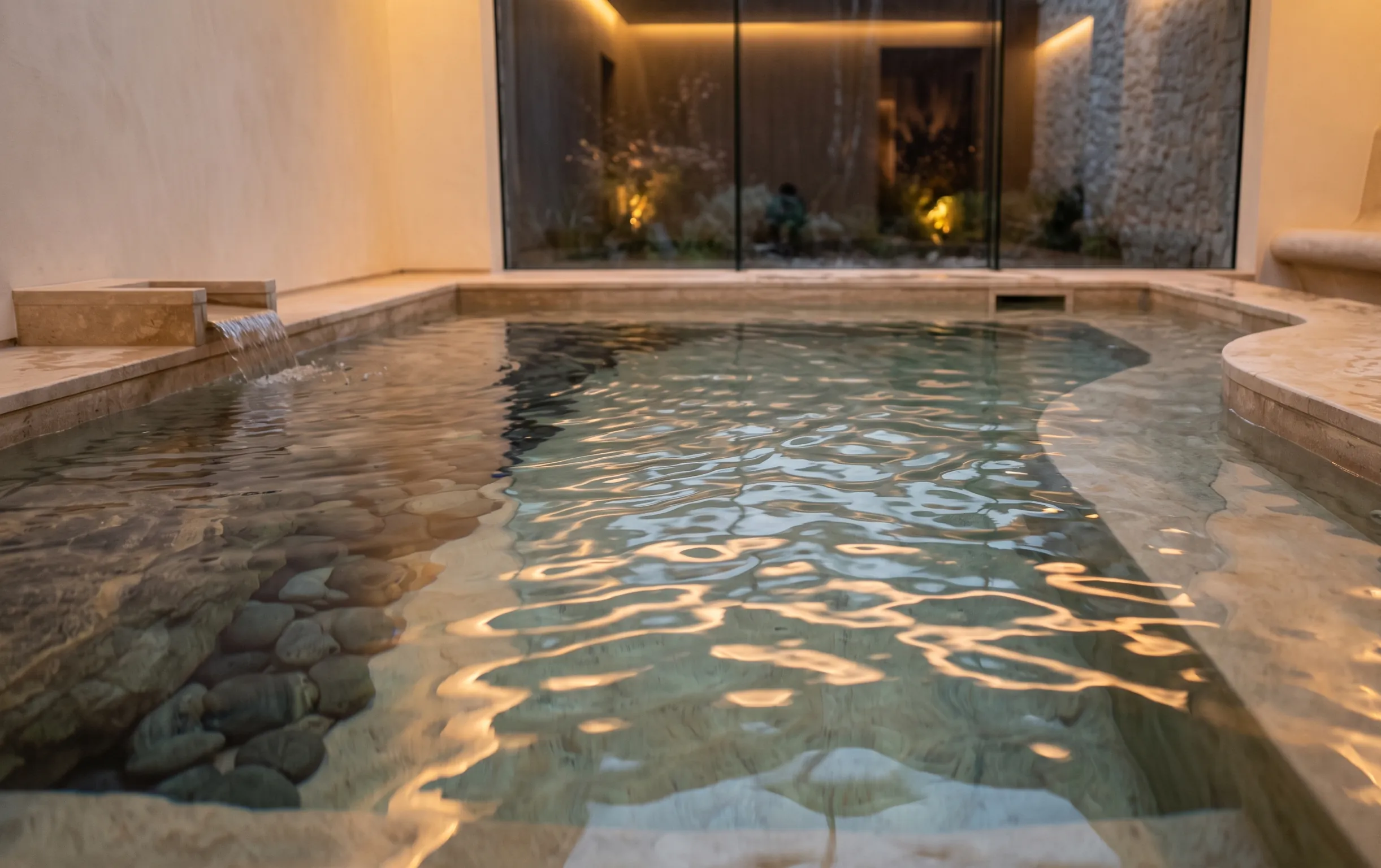 Sauna gay bordeaux : quel établissement choisir ? 2 sauna gay bordeaux : Les reflets de la lumière ambrée qui scintillent à la surface de l eau d un bassin intérieur