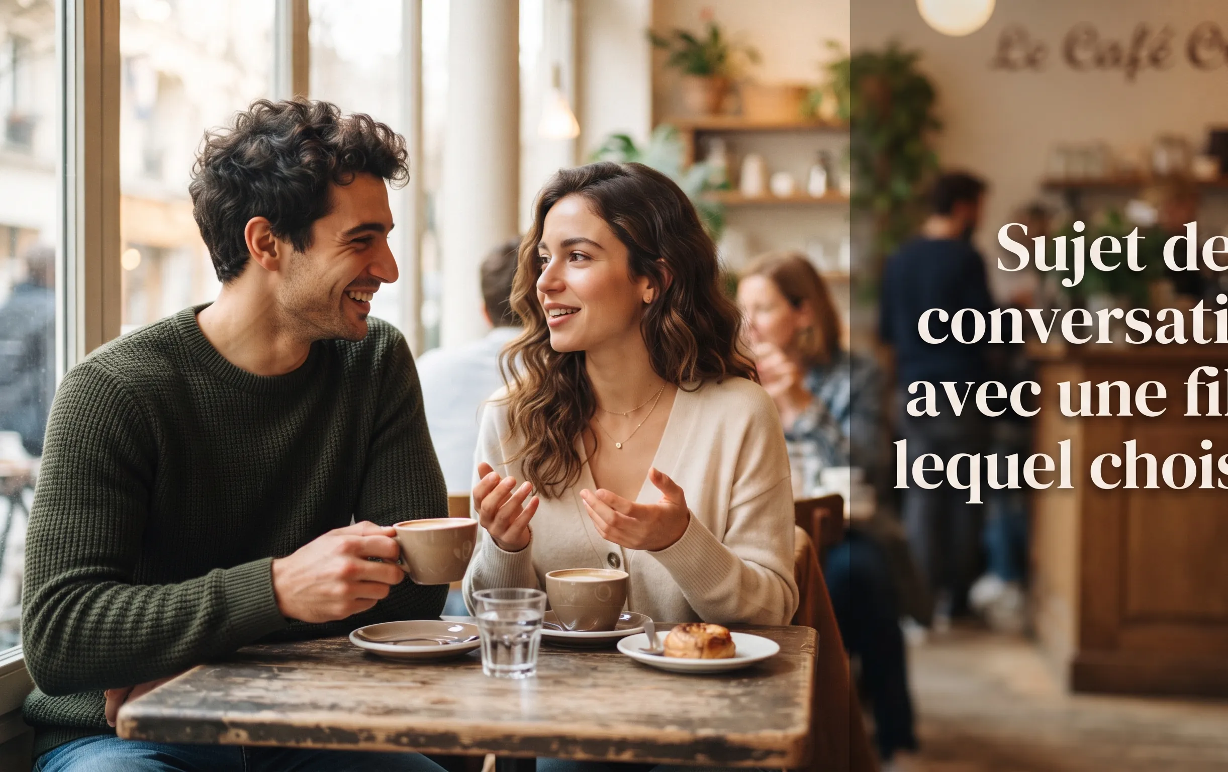 Un homme et une femme discutent avec complicité autour d un café dans un espace lumineux